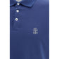 Brunello Cucinelli Blue Cotton Polo Shirt
