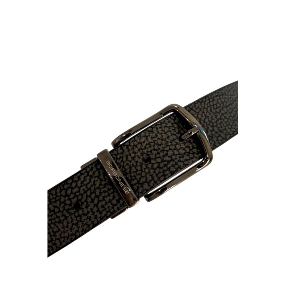 Borbonese Black Polyvinyl Men's Belt with Leather Trimming