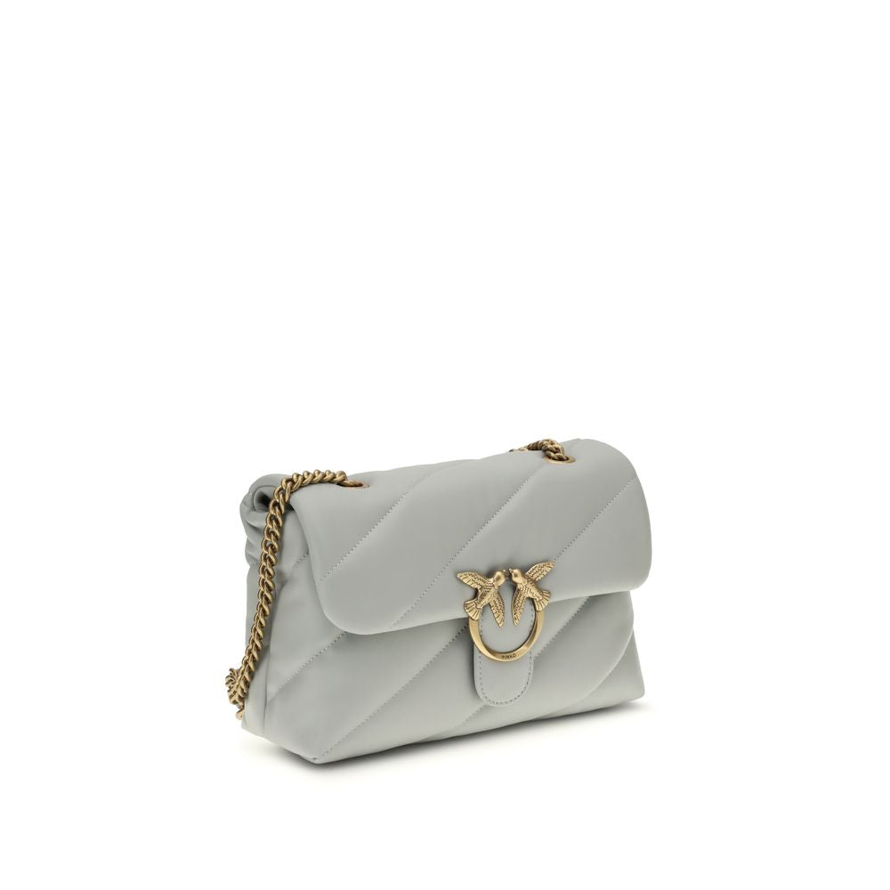 PINKO Gray Calf Leather Bos Taurus Shoulder Bag