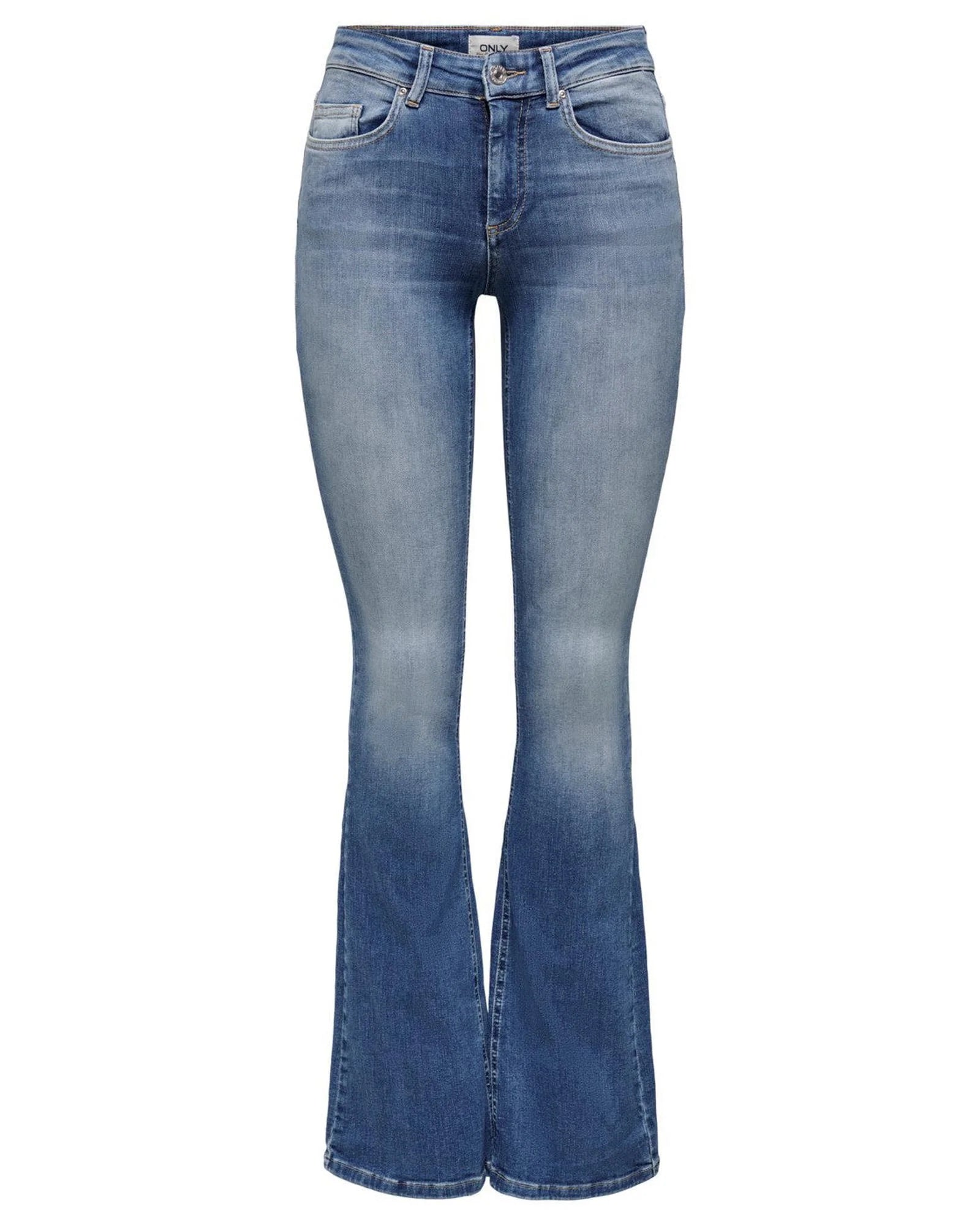 Only Blue Cotton Flared Jeans