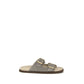 Brunello Cucinelli Gray Calf Leather Bos Taurus Flat Sandals