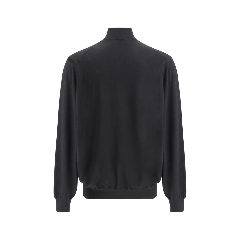 Brunello Cucinelli Black Fleece Wool Cardigan