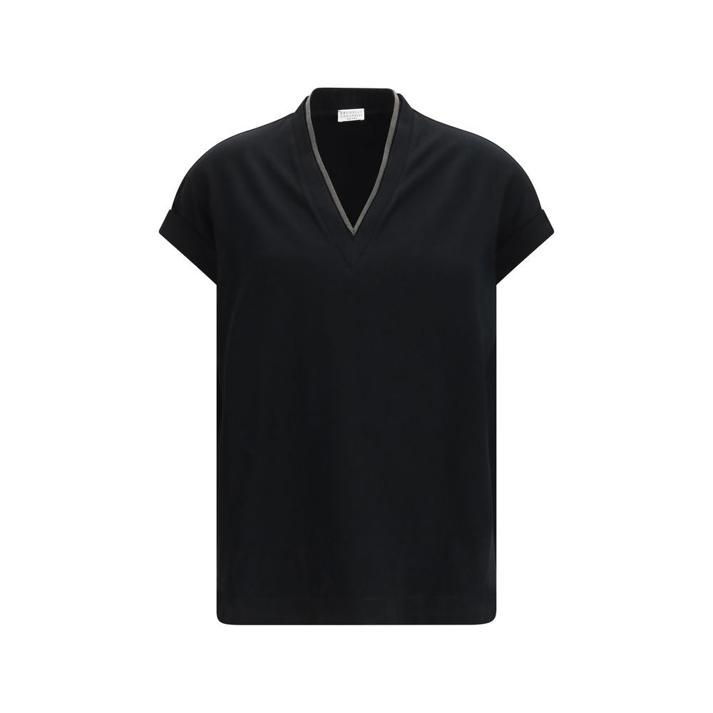 Brunello Cucinelli Black Cotton T-Shirt