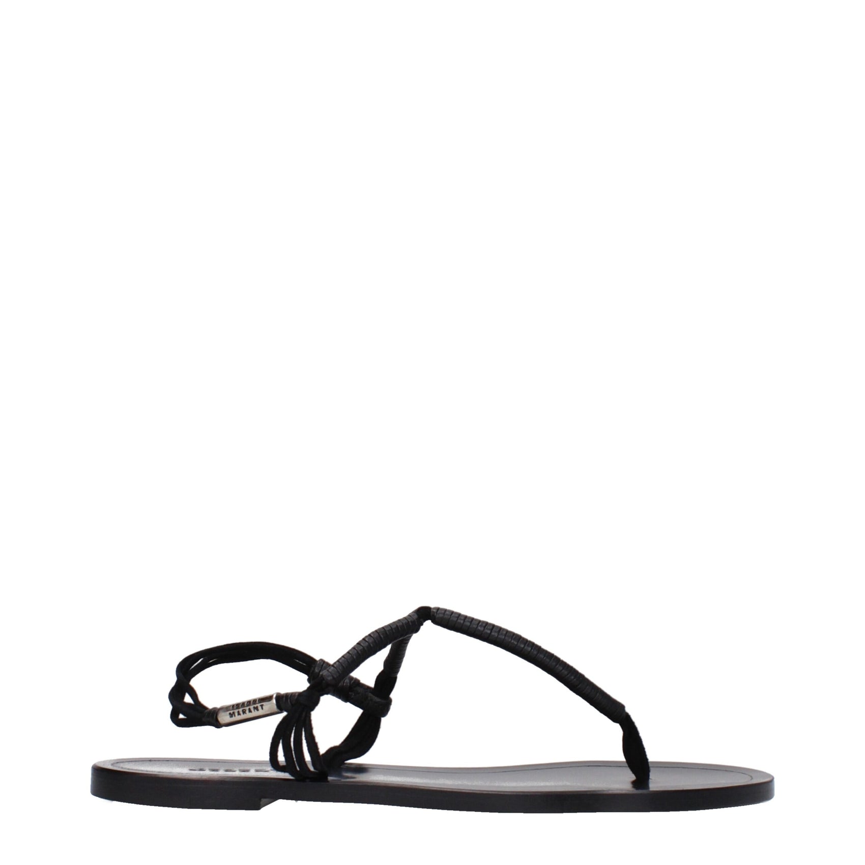Isabel Marant Black Leather Flip-Flop Sandals