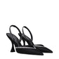 Stuart Weitzman Black Satin Stiletto Heel Sandals