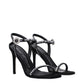 Stuart Weitzman Black Satin Stiletto Heel Sandals