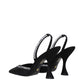 Stuart Weitzman Black Satin Stiletto Heel Sandals