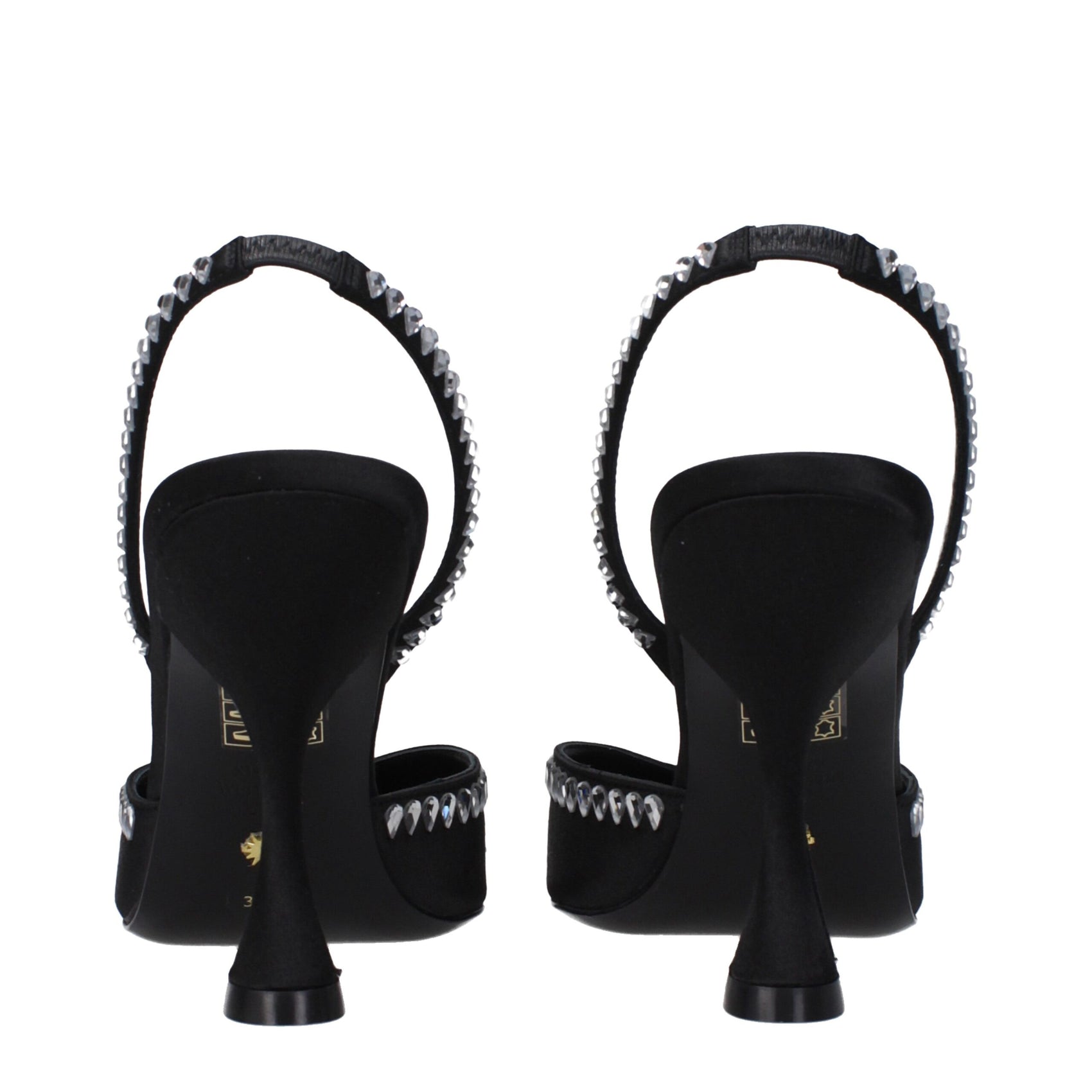 Stuart Weitzman Black Satin Stiletto Heel Sandals