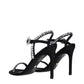 Stuart Weitzman Black Satin Stiletto Heel Sandals