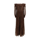 Self-Portrait Brown Silk Long Dress