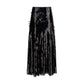 Self-Portrait Black Polyester Midi Skirt