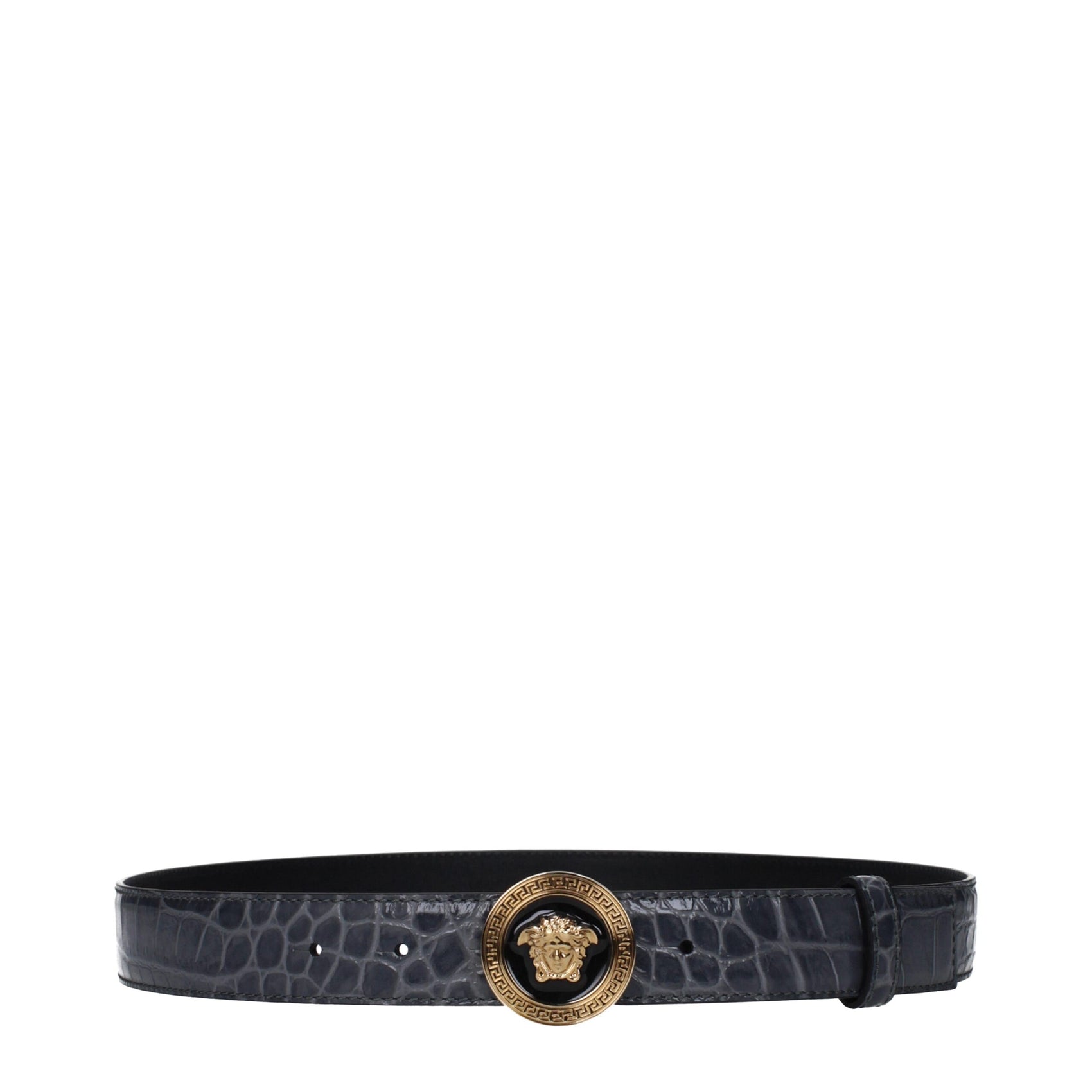 Versace Gray Leather Regular Belt