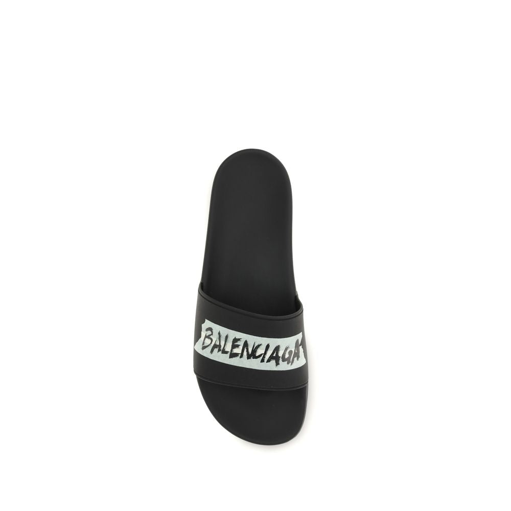 Balenciaga Black Rubber Sandals