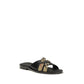 Burberry Black Calf Leather Bos Taurus Flat Sandals