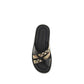 Burberry Black Calf Leather Bos Taurus Flat Sandals