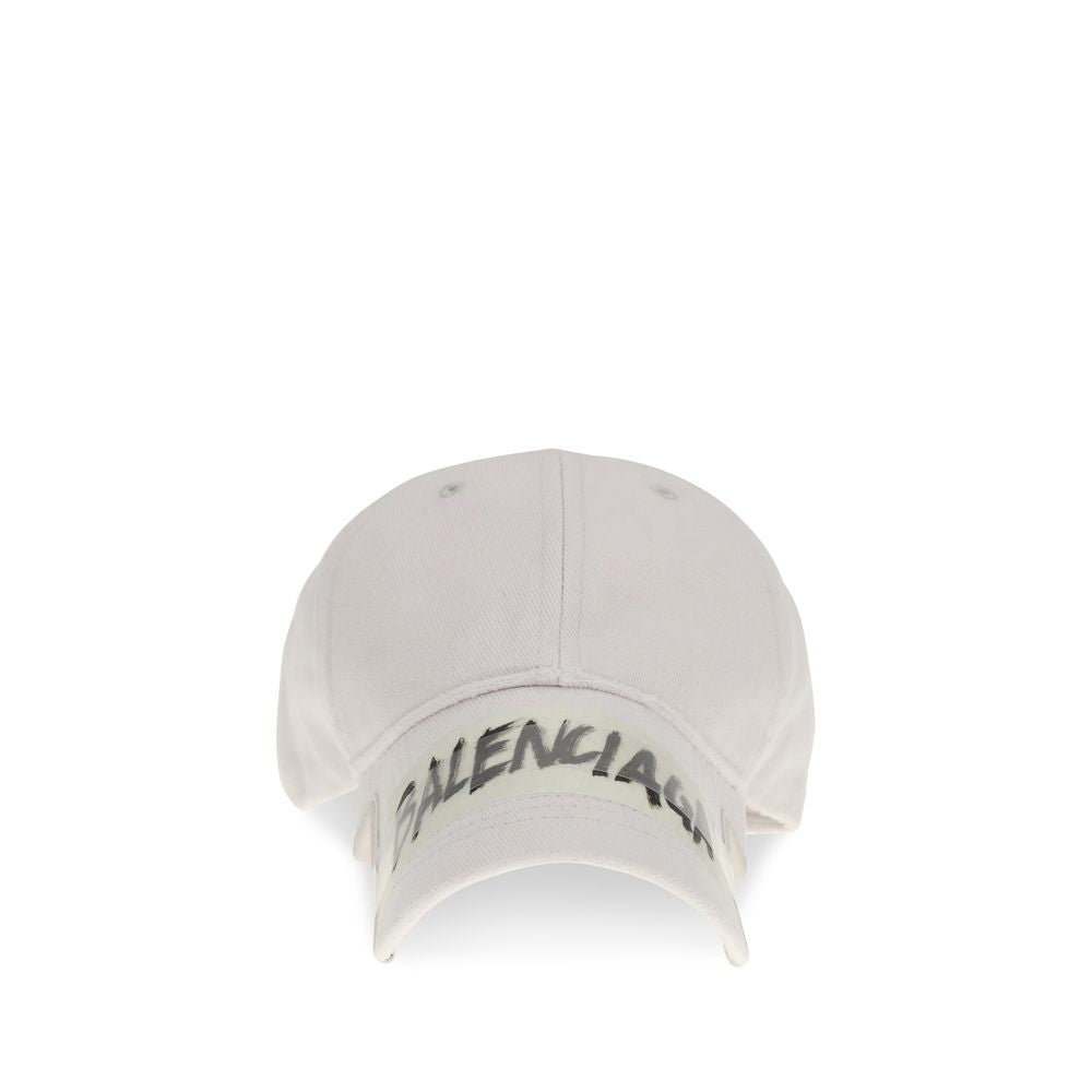 Balenciaga White Cotton Cap (Baseball Hat)
