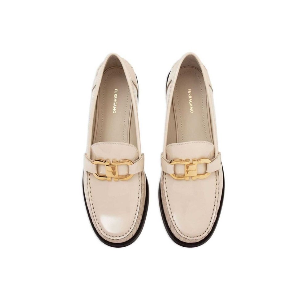 Salvatore Ferragamo White Calfskin Slip-On Loafers