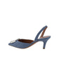 Amina Muaddi Blue Nubuc Leather High Heel Pumps