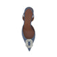 Amina Muaddi Blue Nubuc Leather High Heel Pumps