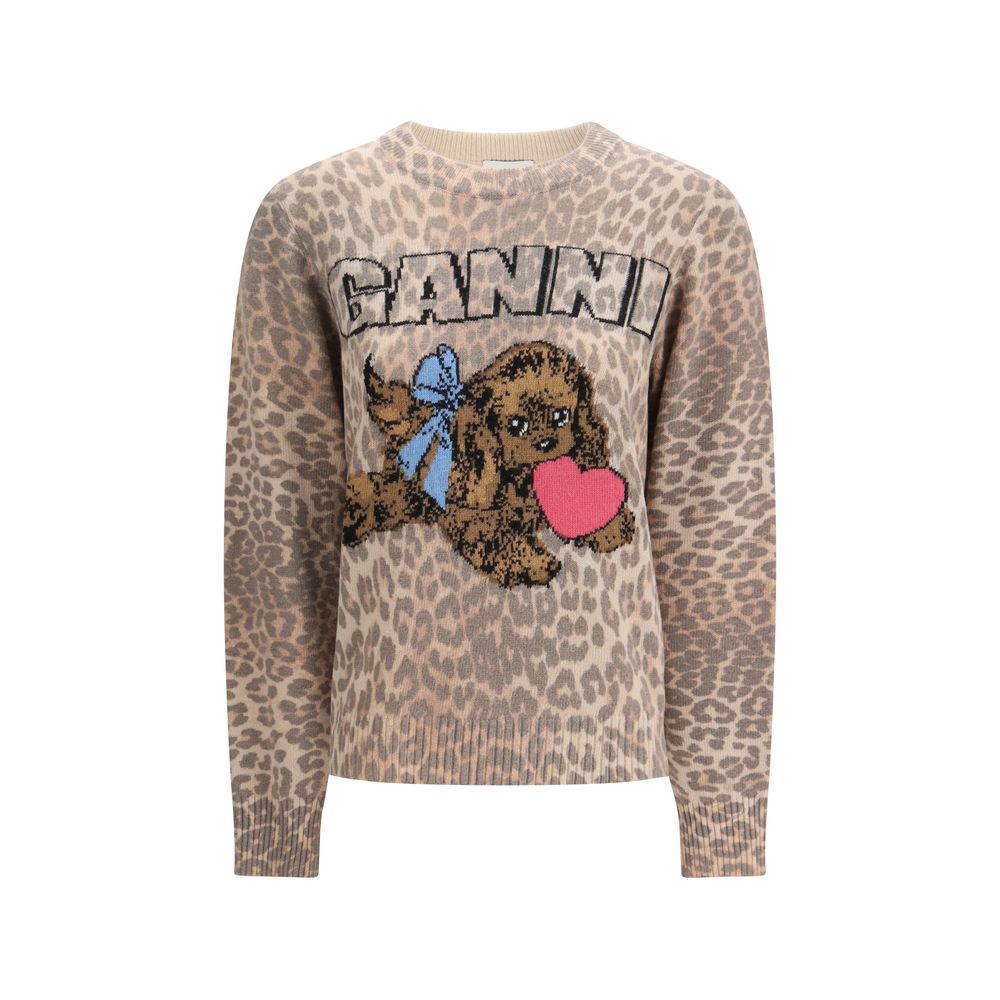 Ganni Brown Wool Sweatshirt