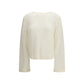 Allude White Fleece Wool Sweatshirt