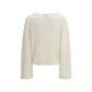 Allude White Fleece Wool Sweatshirt