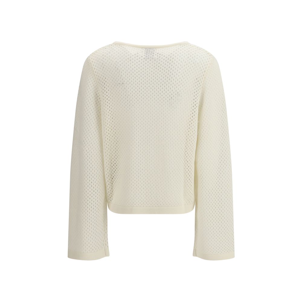 Allude White Fleece Wool Sweatshirt
