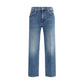 Mother Denim Blue Cotton Relaxed Fit Jeans
