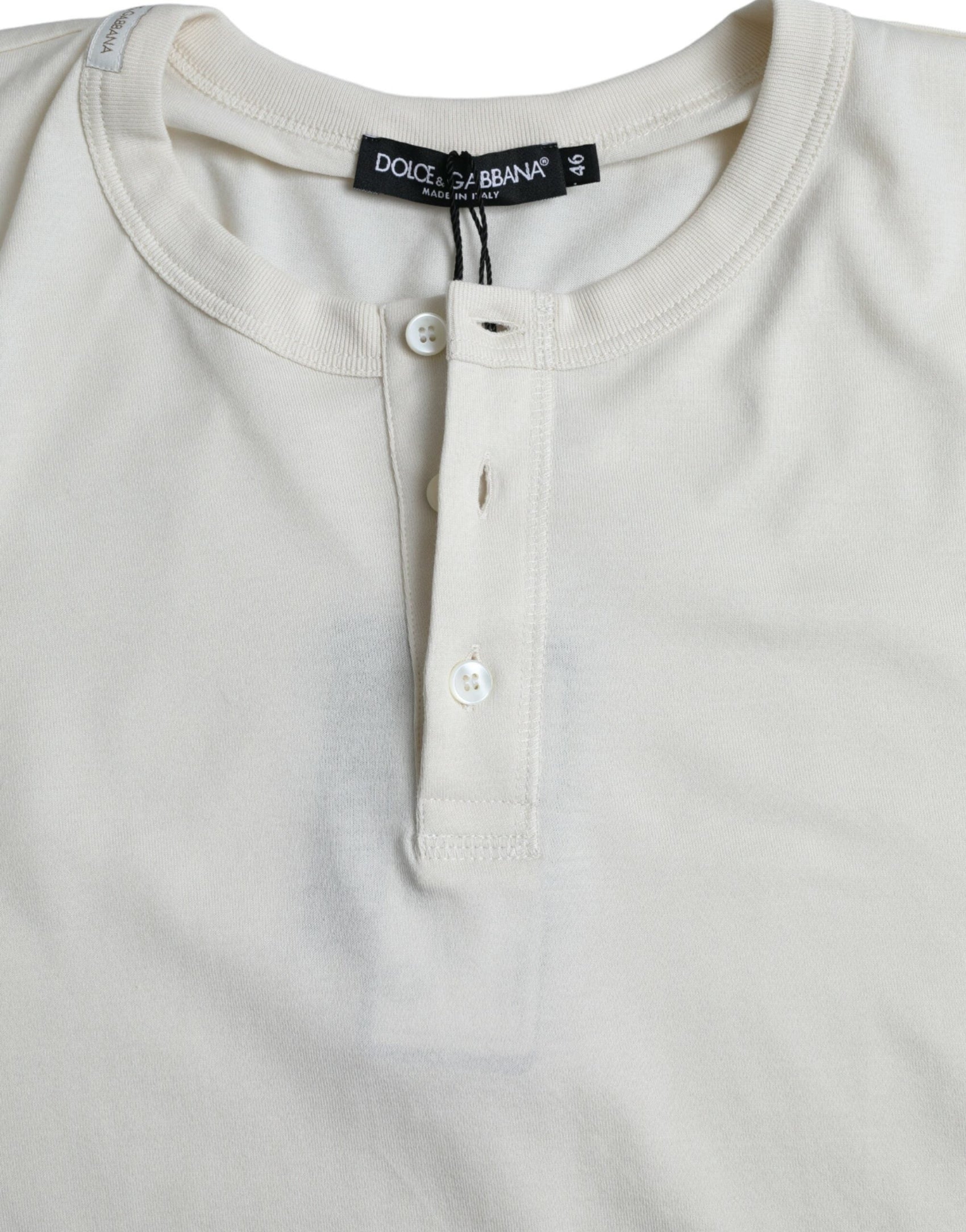 Dolce & Gabbana White Cotton Long Sleeve T-Shirt