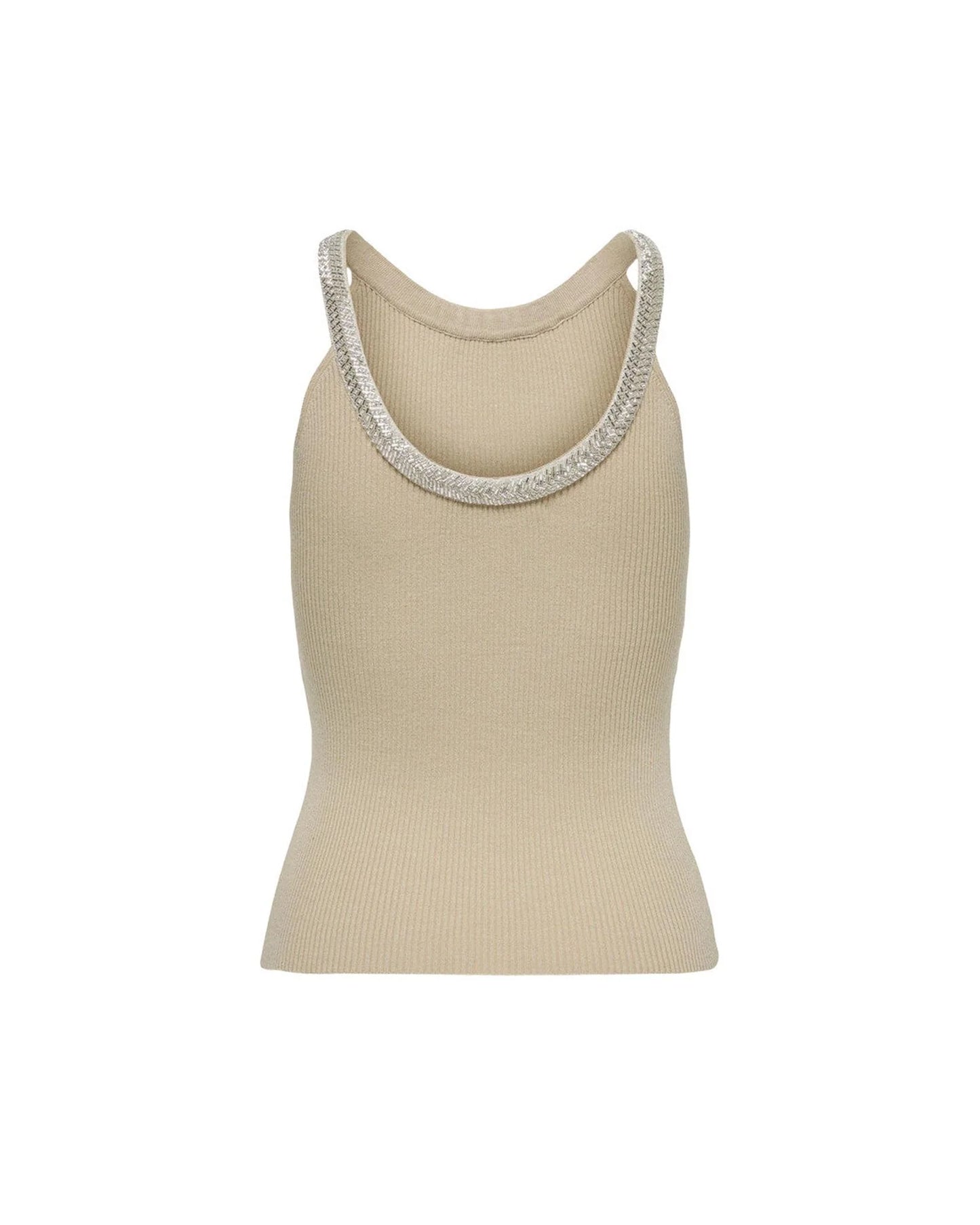 Only Beige Nylon  Elastane Tank Tops