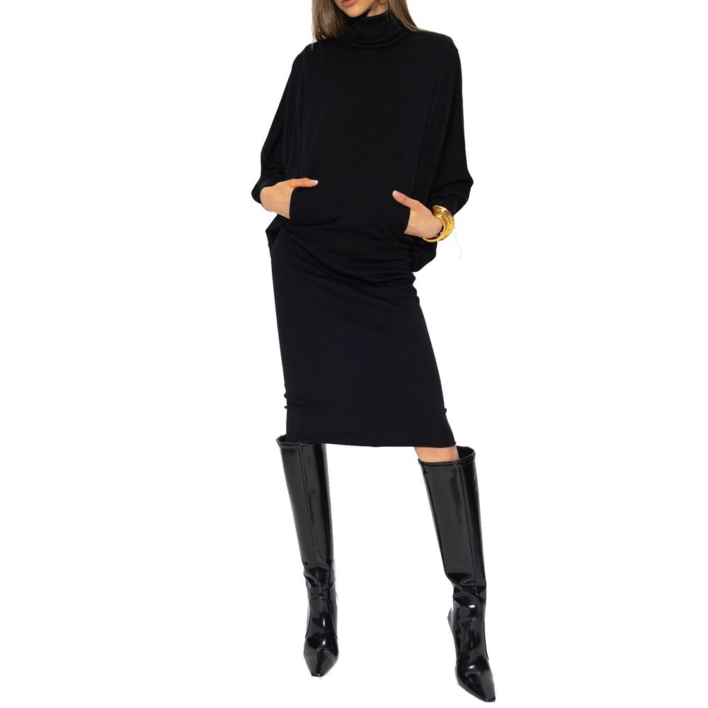 Saint Laurent Black Wool Casual Dress