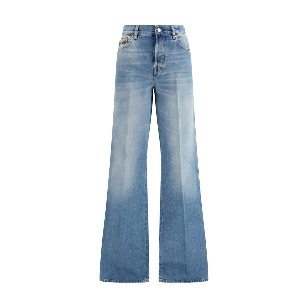 Gucci Light Blue Cotton Flared Jeans