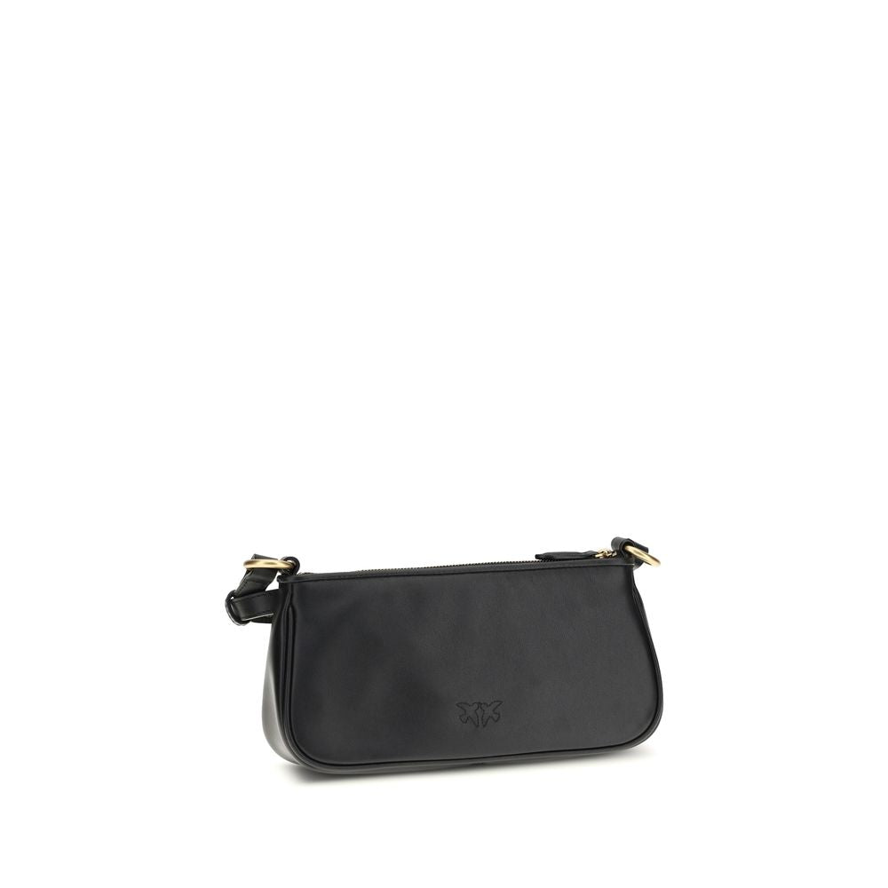 PINKO Black Calf Leather Bos Taurus Shoulder Bag