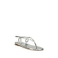 Casadei Silver Calf Leather Bos Taurus Flat Sandals