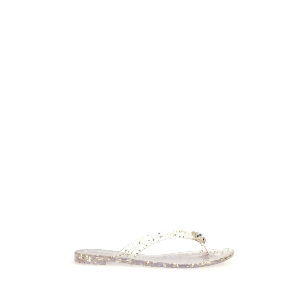 Casadei Gold Polyurethane Flat Sandals