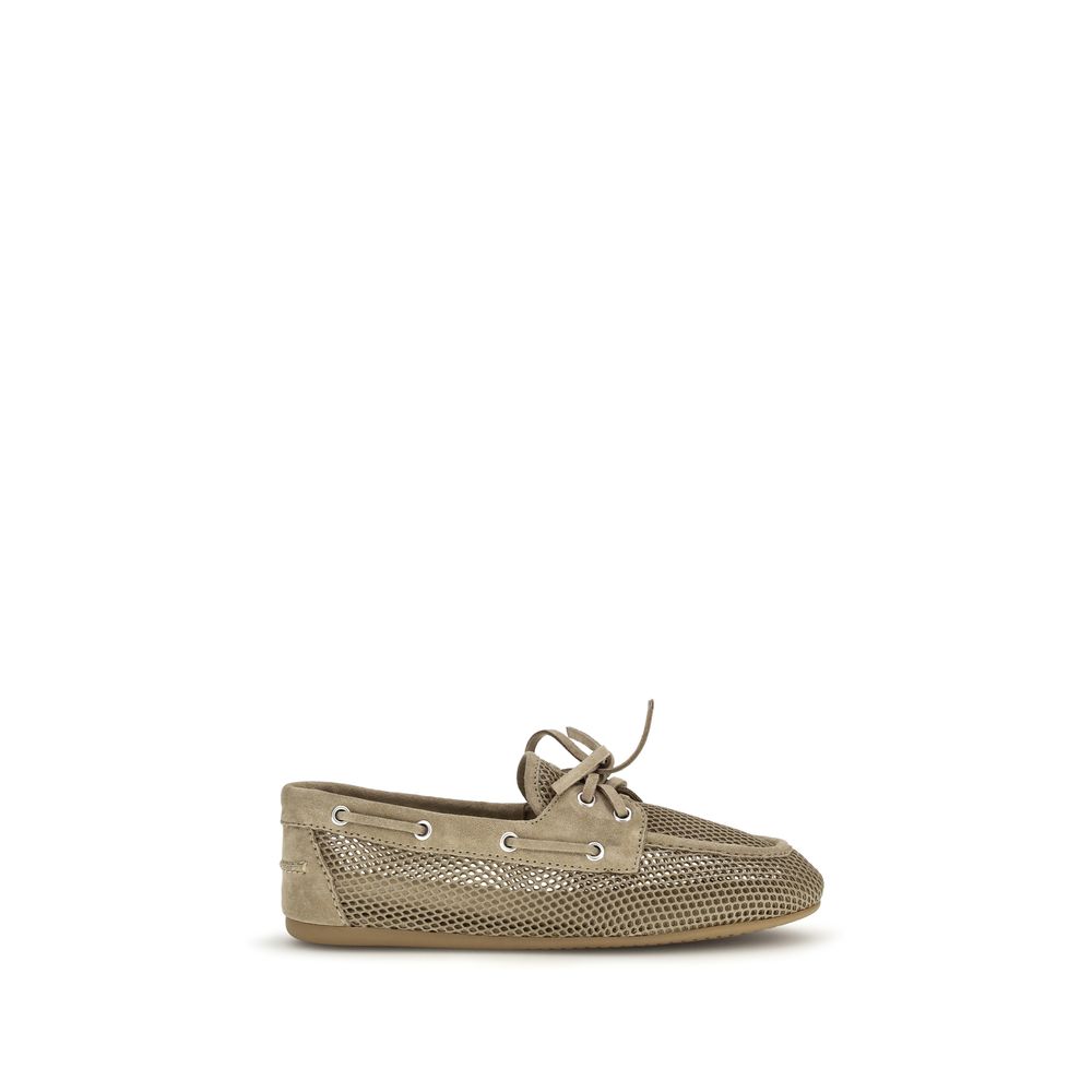 Miu Miu Beige Recycled Polyester Slip-On Loafers