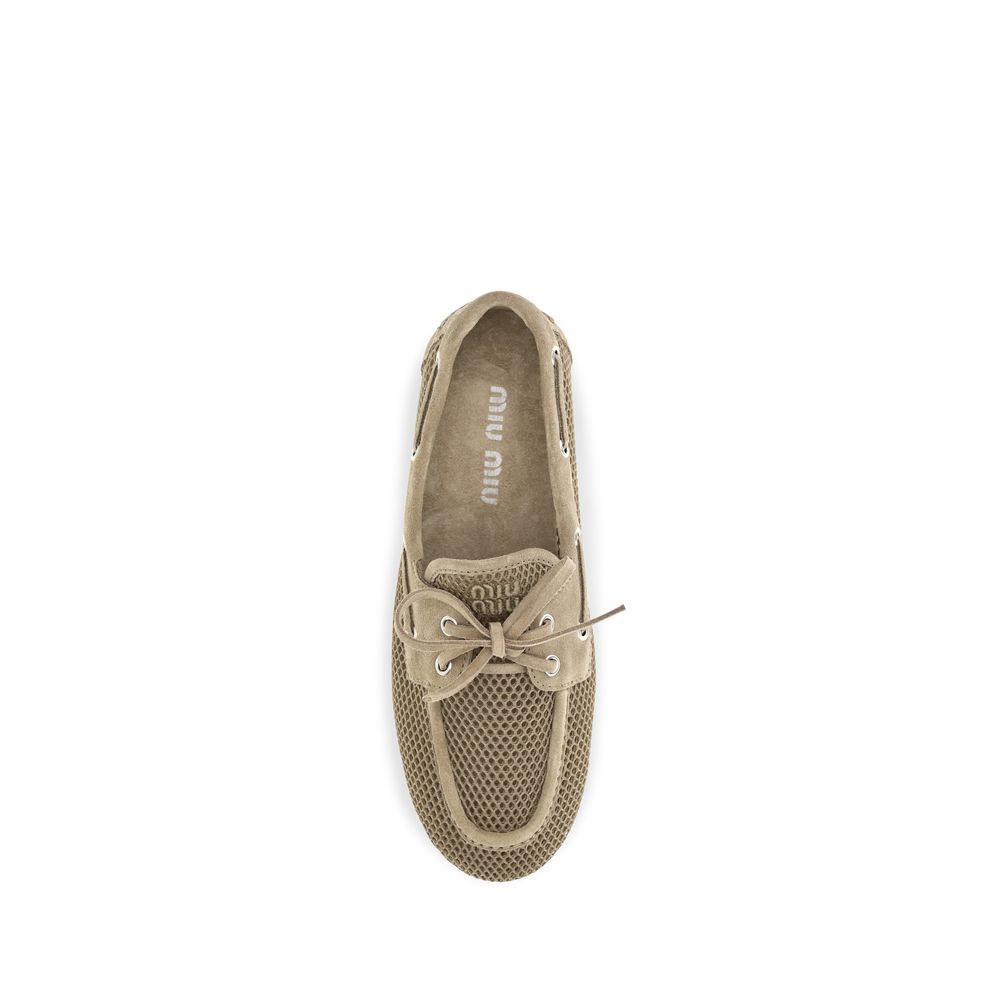 Miu Miu Beige Recycled Polyester Slip-On Loafers