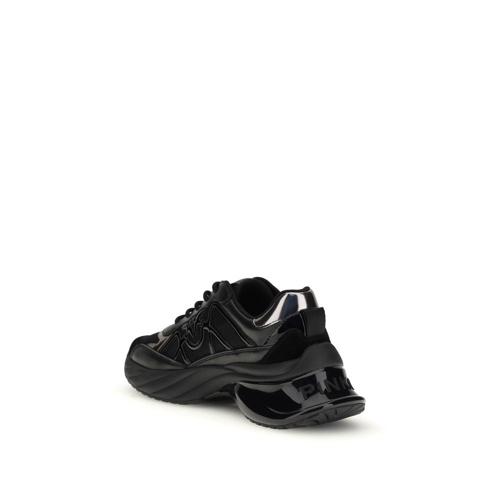 PINKO Black Calf Leather Bos Taurus Chunky Sneakers
