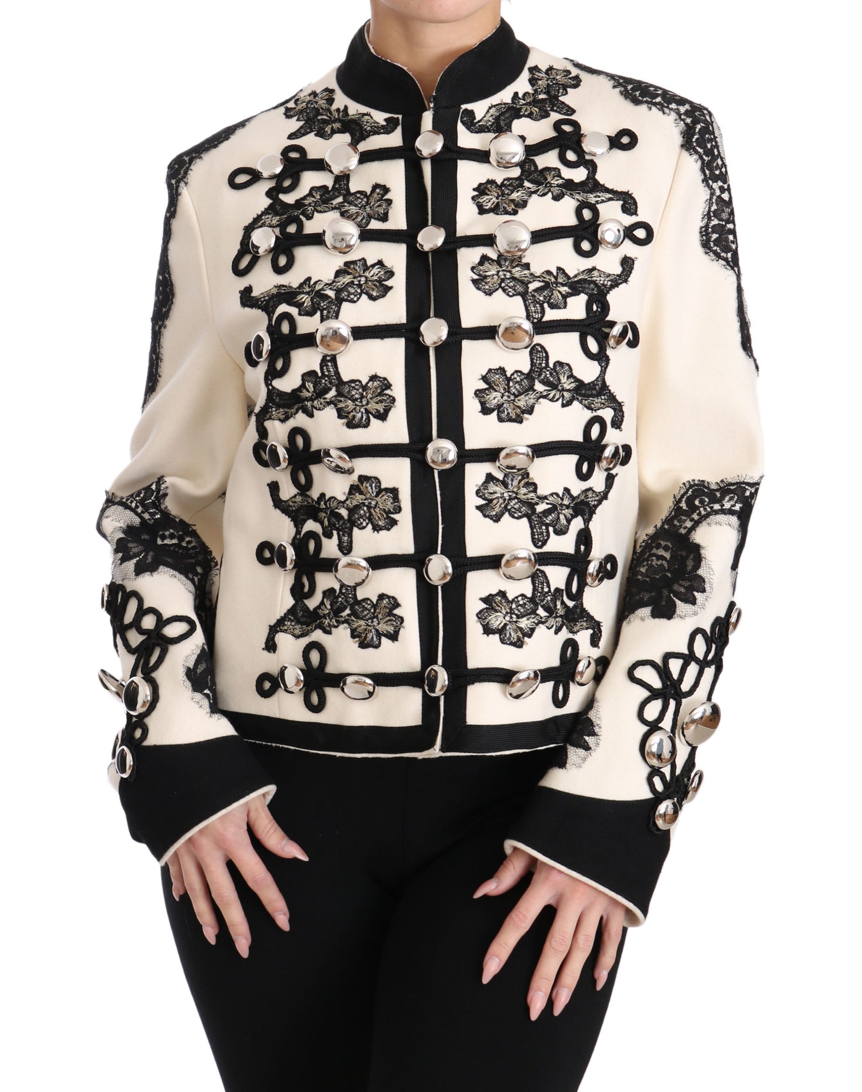 Elegante giacca barocca bianco sporco