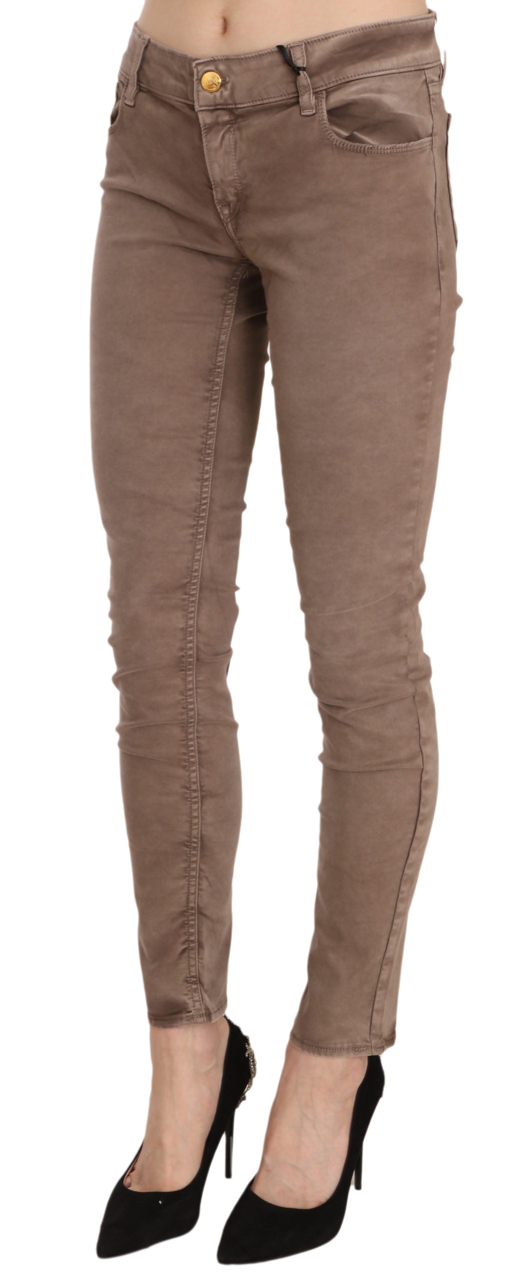 Schicke braune Slim Fit Skinny Jeans