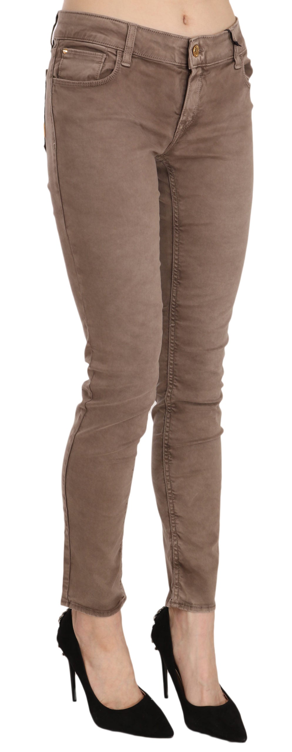 Schicke braune Slim Fit Skinny Jeans