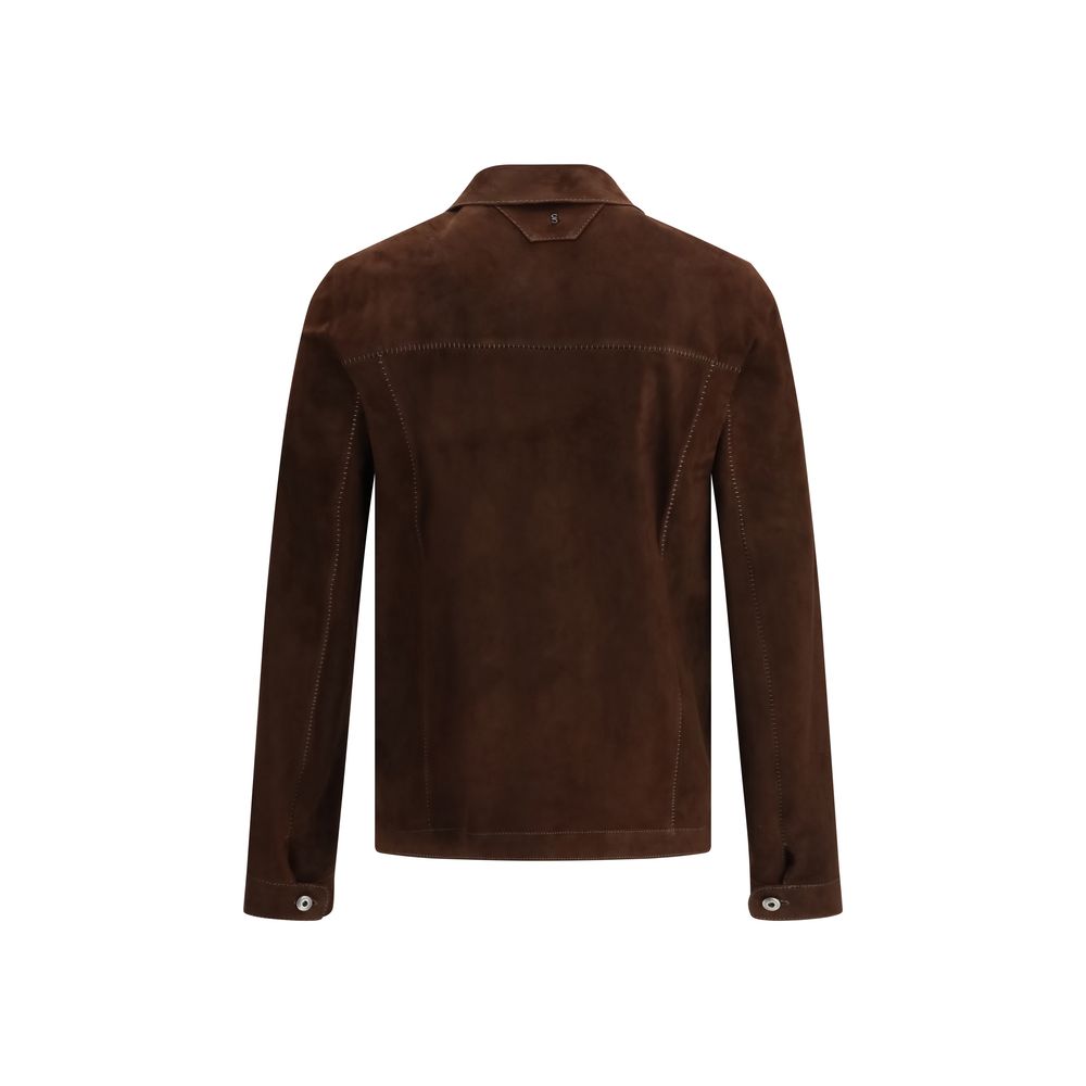 Salvatore Santoro Brown Calf Leather Bos Taurus Bomber