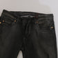 PLEIN SUD Cotton Black Washed Low Waist Skinny Denim Jeans