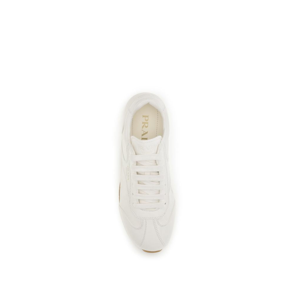Prada Cream Calf Leather Bos Taurus Low Top Sneakers