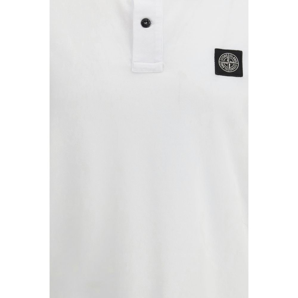 Stone Island White Cotton Polo Shirt