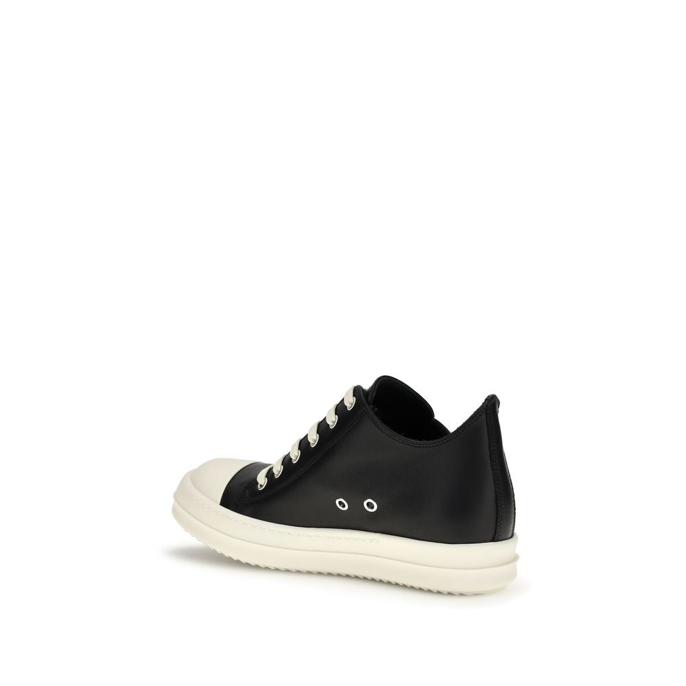 Rick Owens Black Calf Leather Bos Taurus Low Top Sneakers