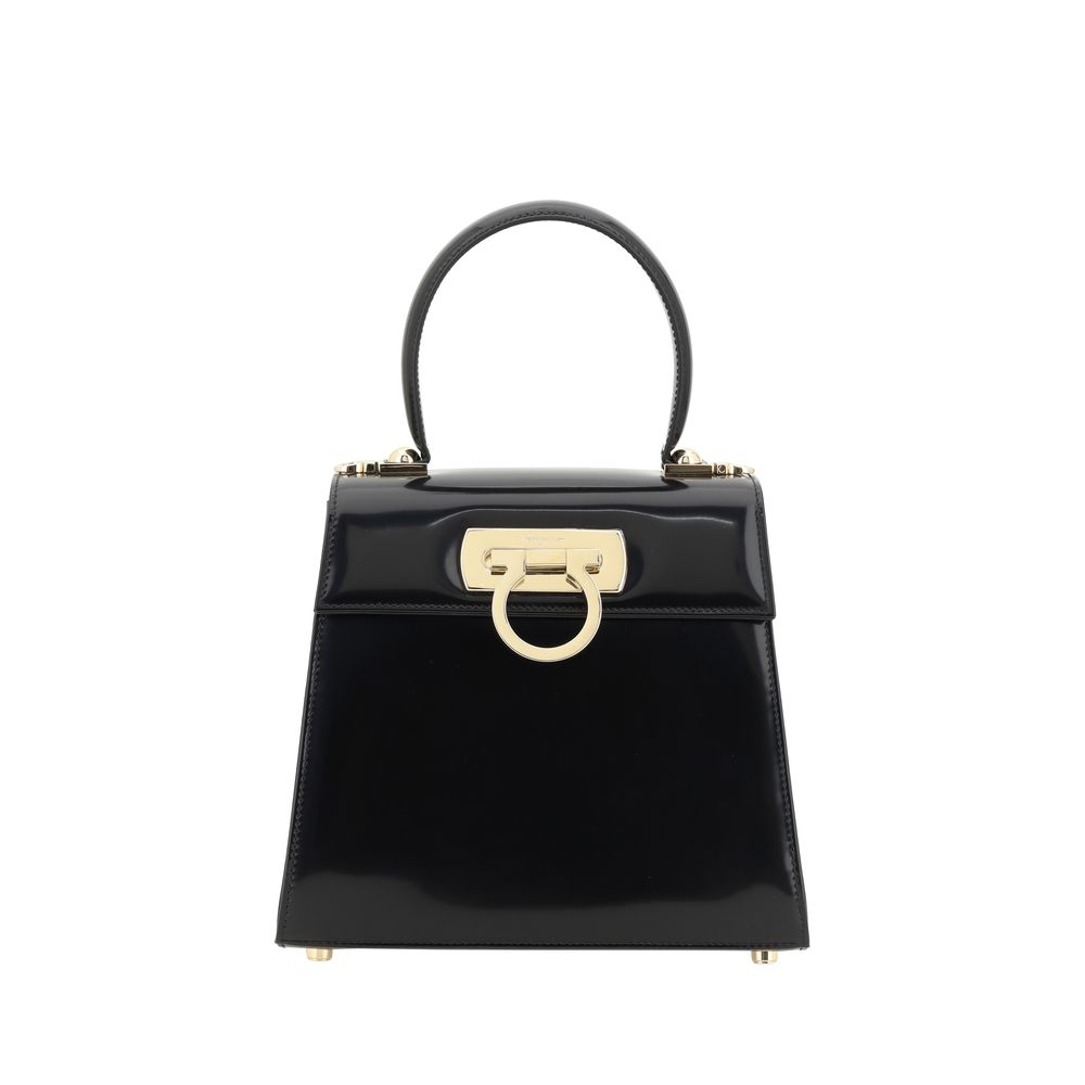 Ferragamo Black Calf Leather Bos Taurus Handbag