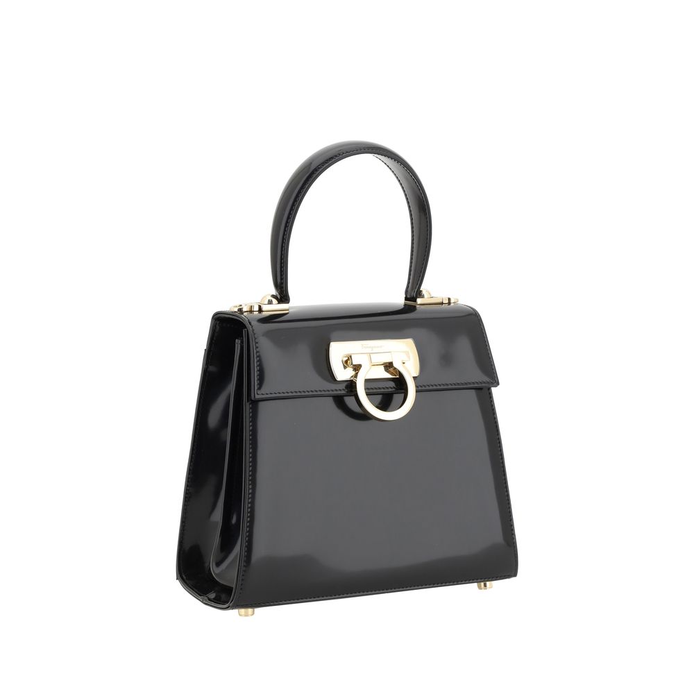 Ferragamo Black Calf Leather Bos Taurus Handbag