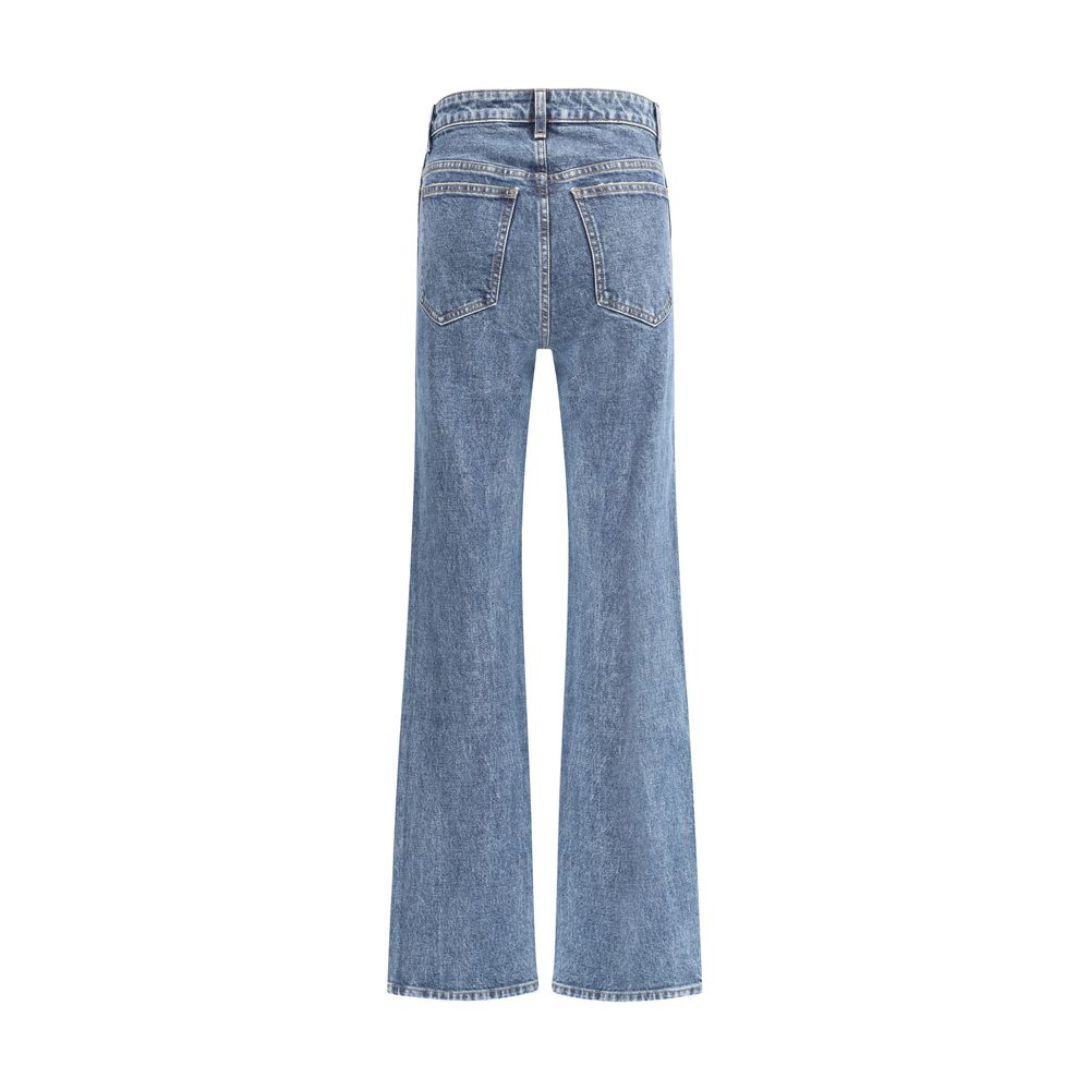 Khaite Blue Cotton Flared Jeans