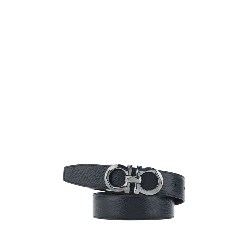 Ferragamo Black Calf Leather Bos Taurus Regular Belt
